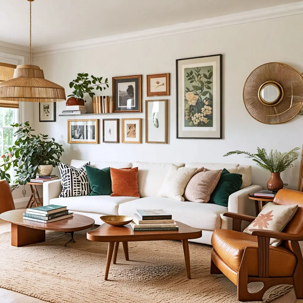 Acogedor y elegante diseño de interiores con detalles naturales.