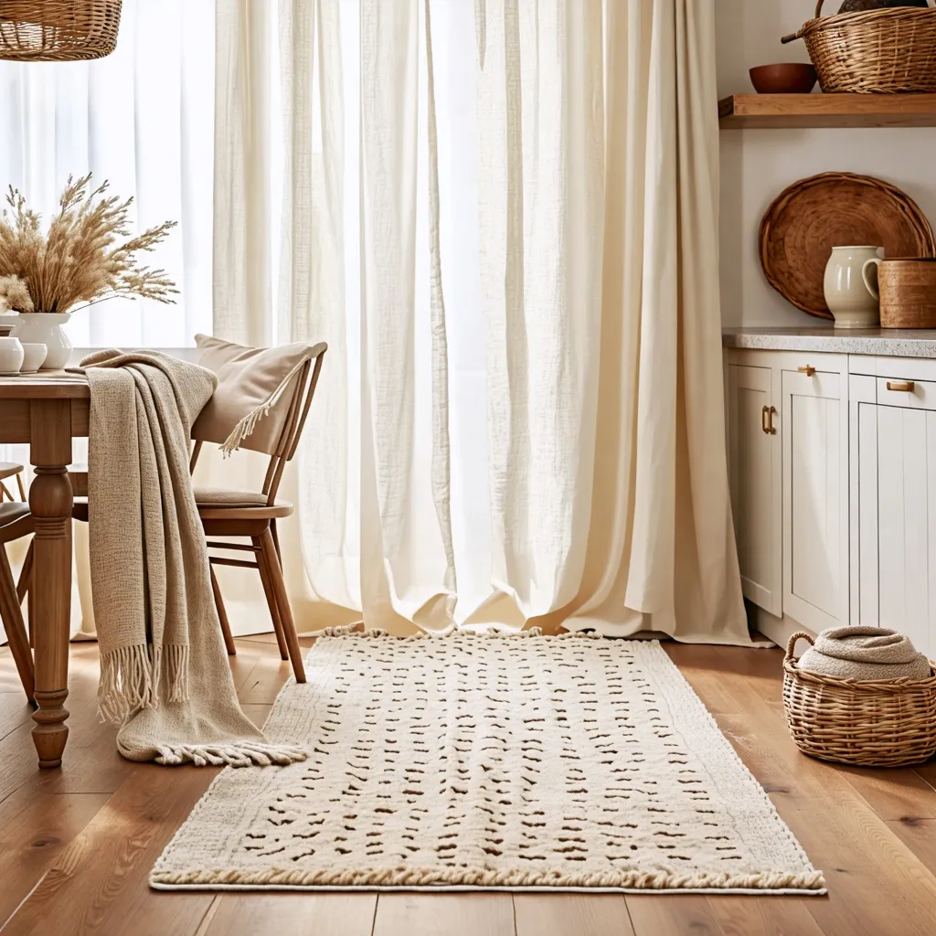 Acogedor rincón de hogar con detalles naturales y texturas cálidas.