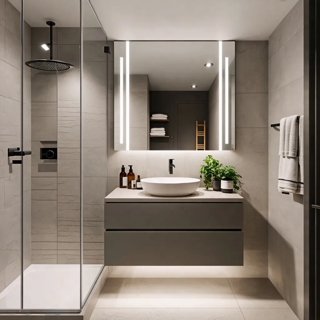 Baño moderno y elegante con diseño minimalista.