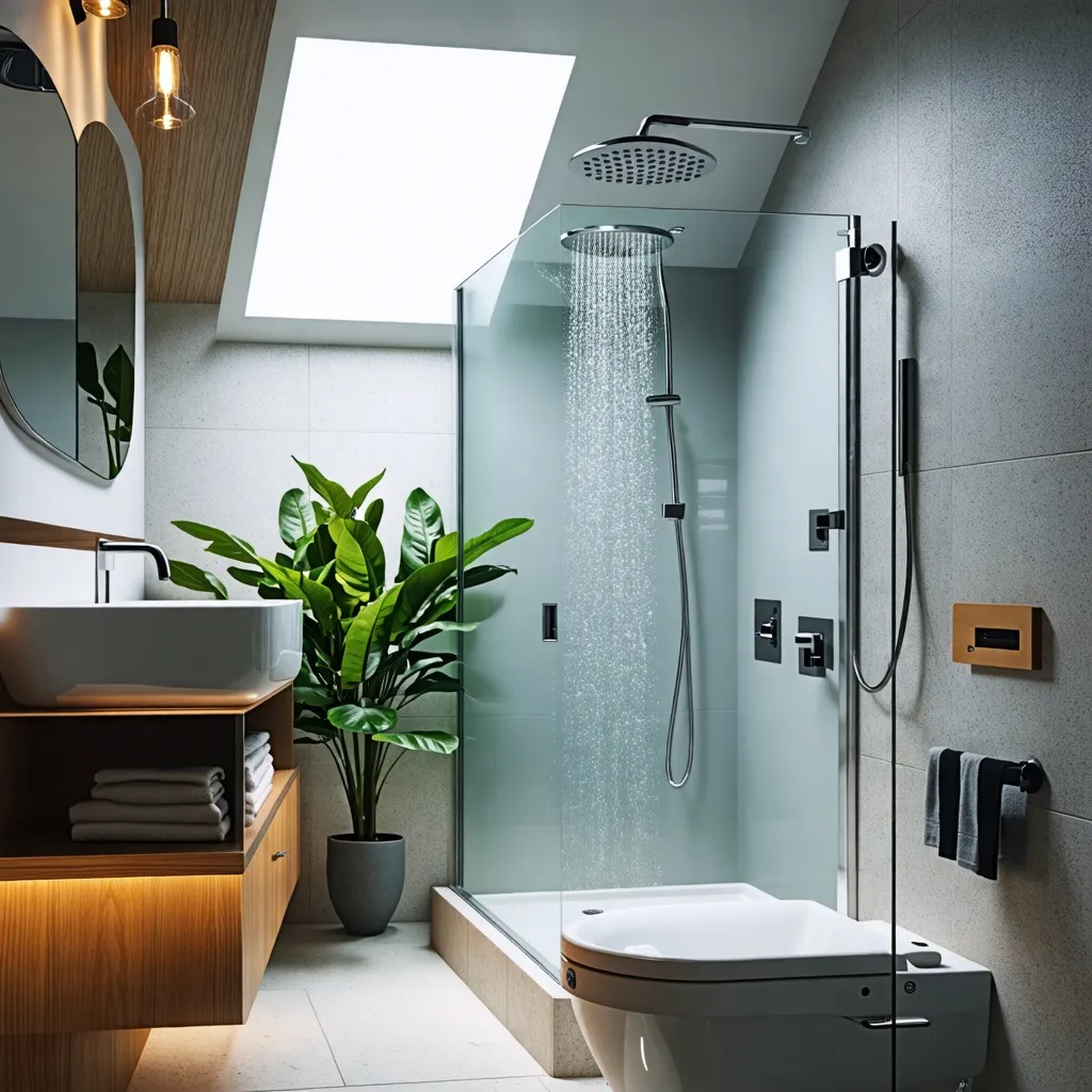 Baño moderno y luminoso, con diseño minimalista y toques naturales.