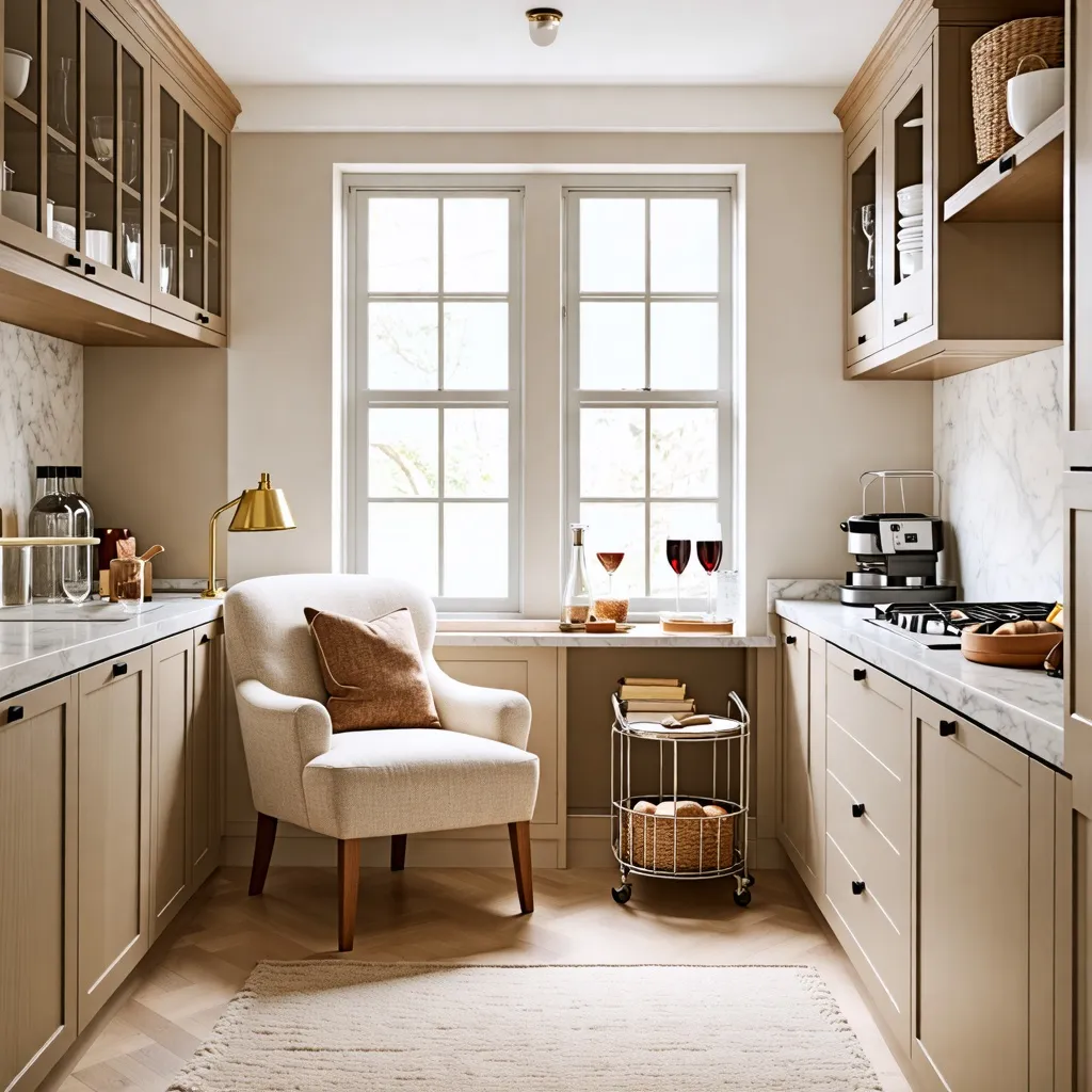 Cocina acogedora y luminosa con detalles rústicos y elegantes.