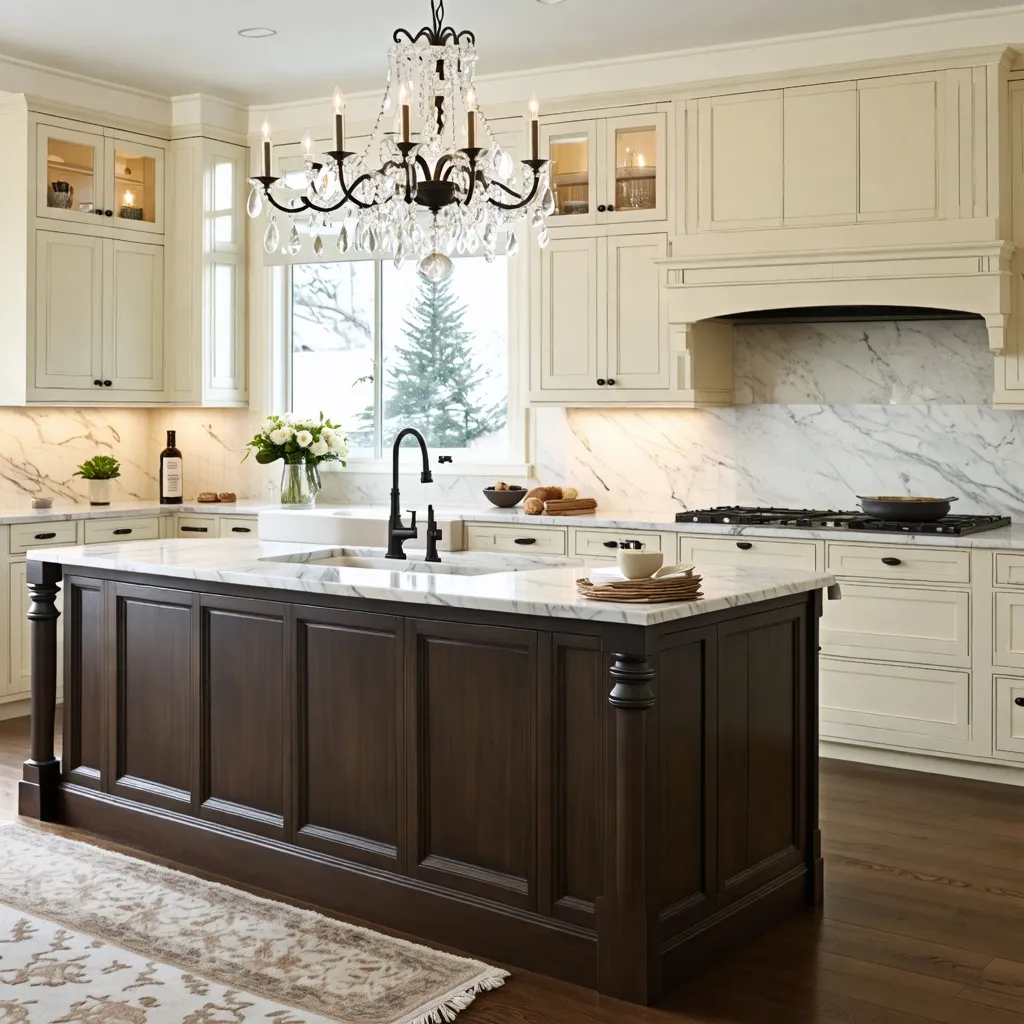 Cocina elegante y acogedora con detalles de lujo.