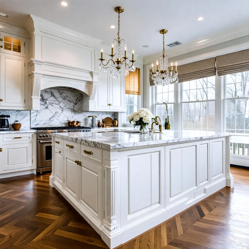 Cocina elegante y luminosa con detalles de lujo y diseño.