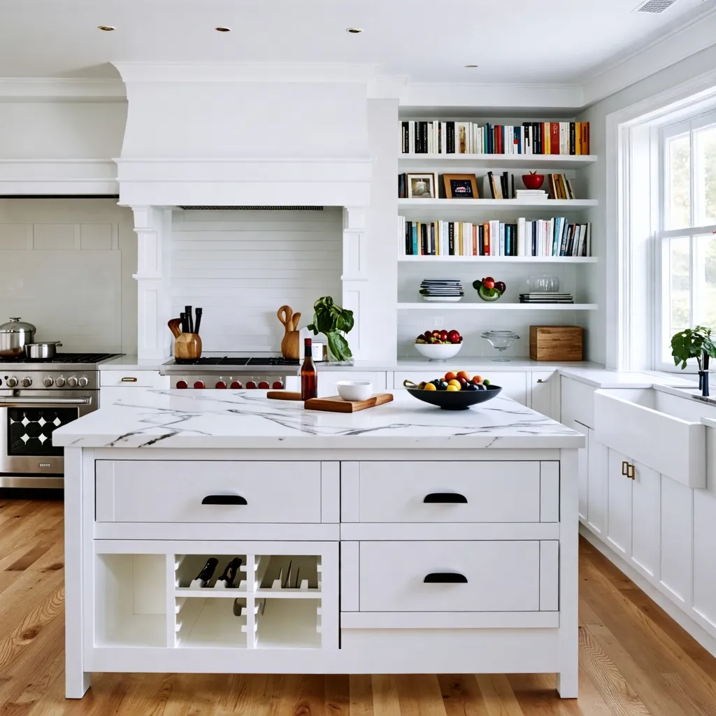 Cocina luminosa y funcional con detalles de diseño elegante.