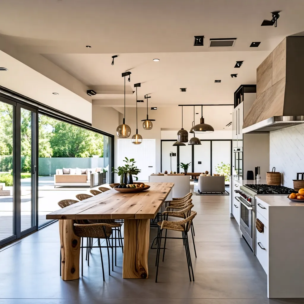 Cocina moderna y acogedora con vista al jardín.