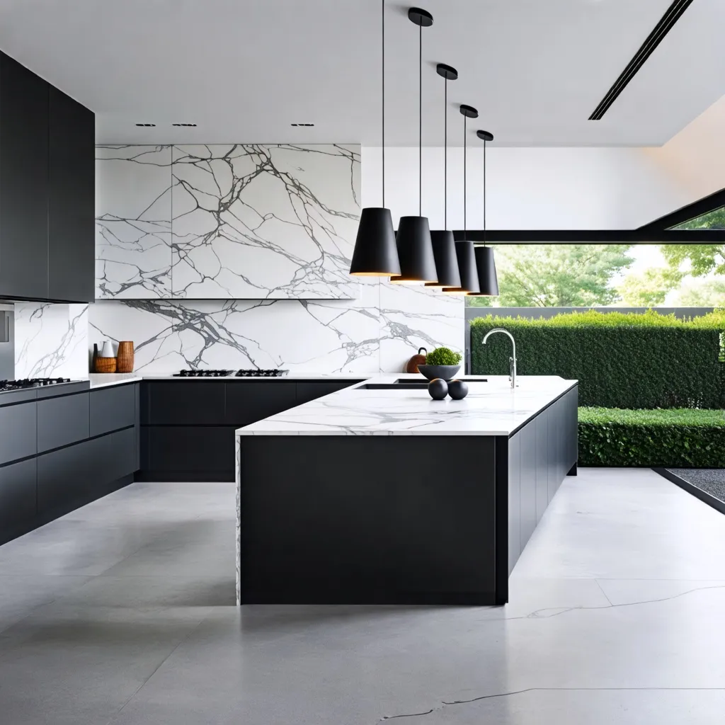 Cocina moderna y elegante con detalles de lujo.