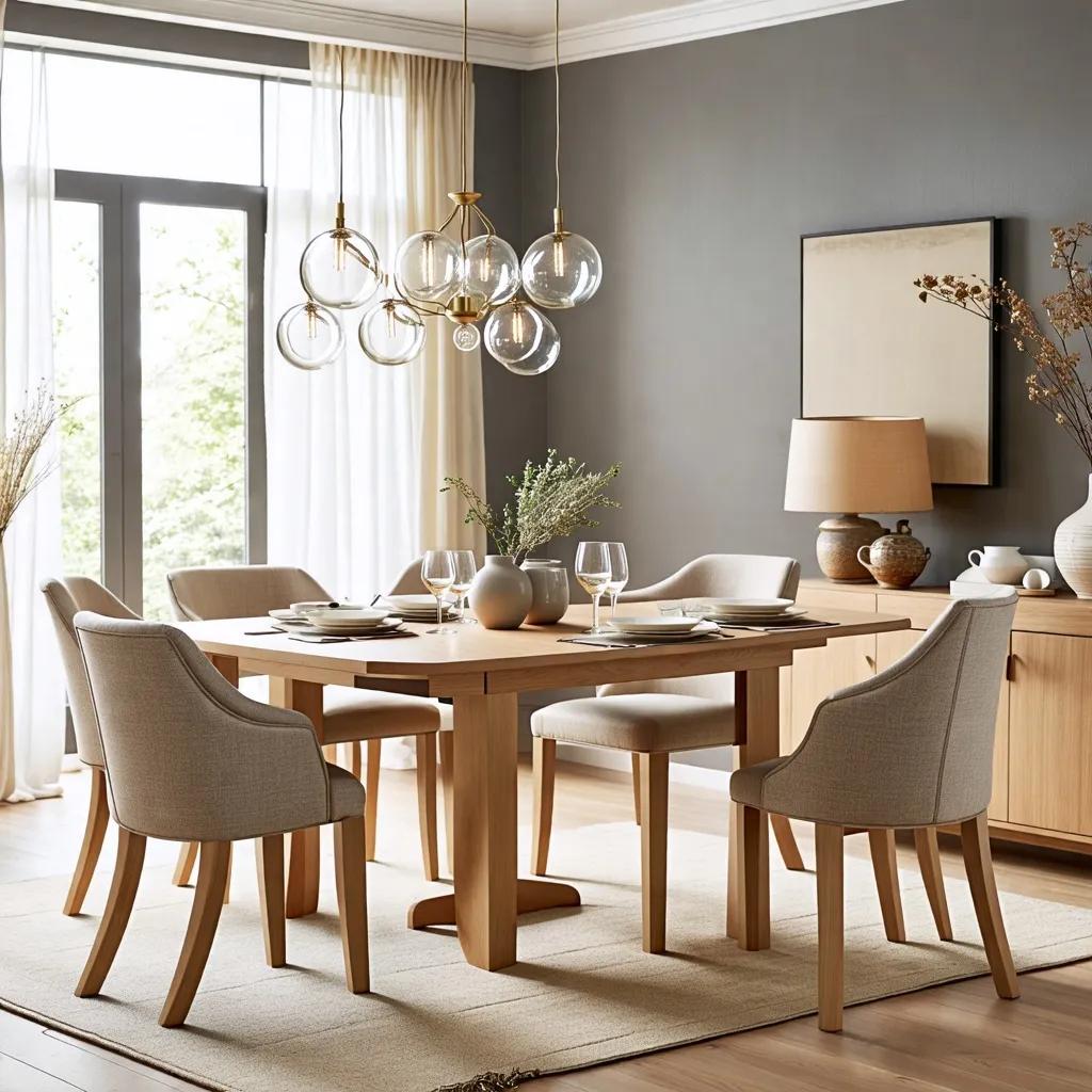Comedor acogedor con detalles elegantes y diseño moderno.