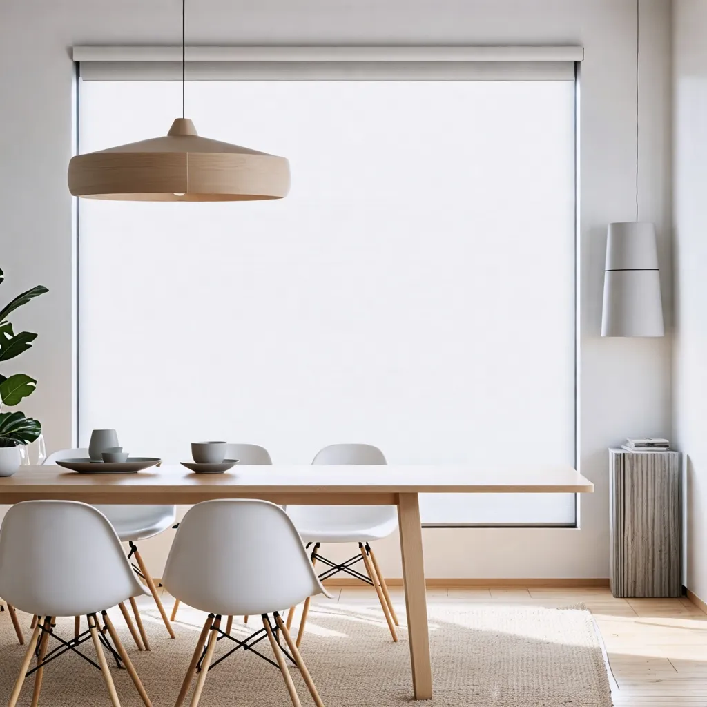 Comedor moderno y luminoso, diseño minimalista y elegante.