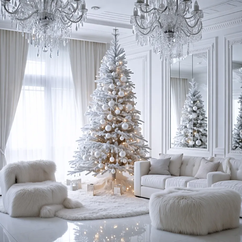 Decoración navideña elegante y sofisticada en un hogar moderno.
