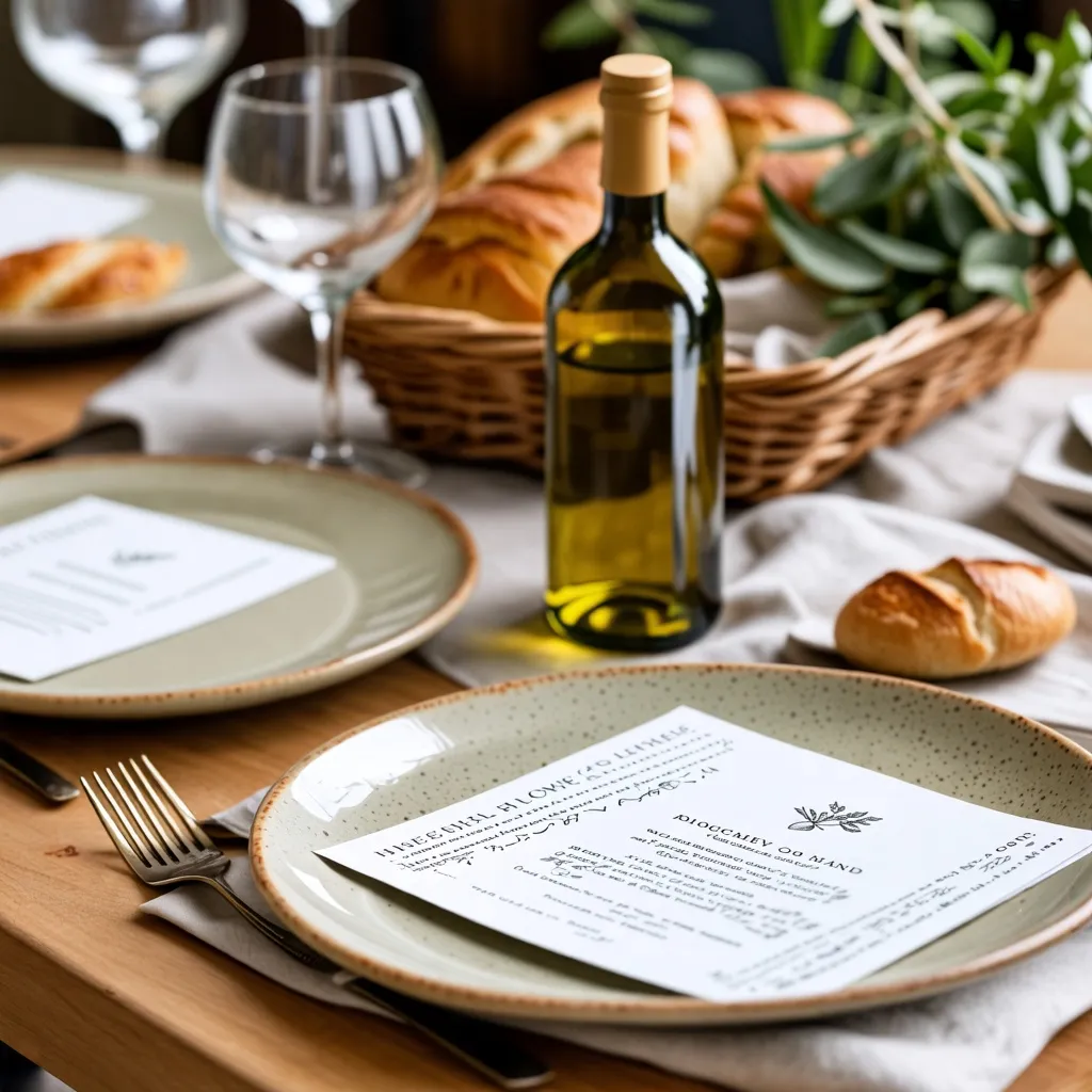 Delicioso banquete con vino y pan, una experiencia culinaria inolvidable.