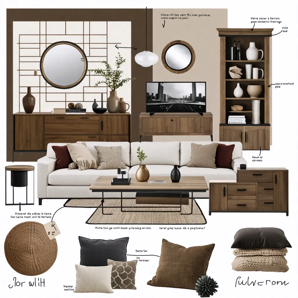 Diseño de interiores moderno y acogedor en tonos cálidos.