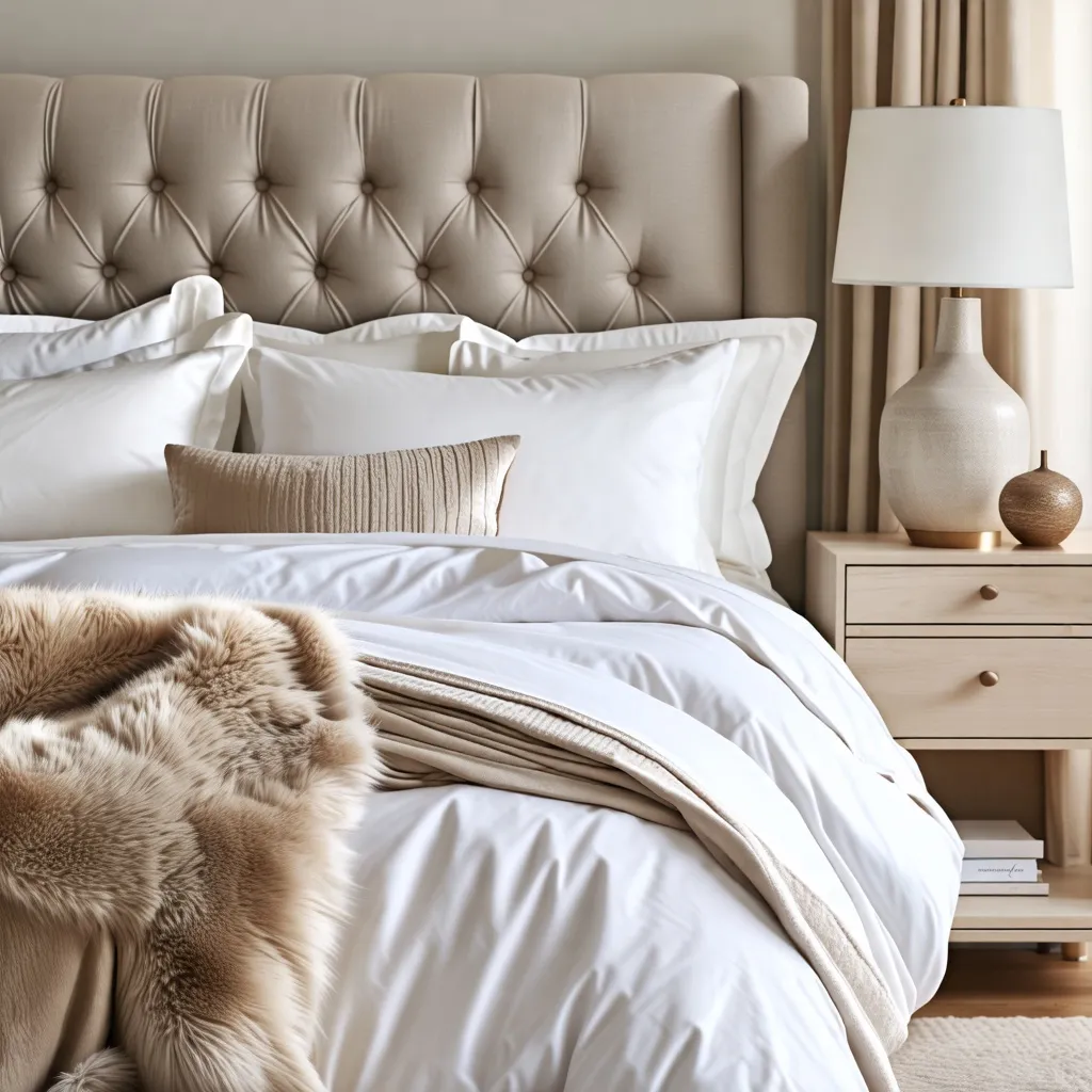 Dormitorio elegante y acogedor con detalles de lujo.