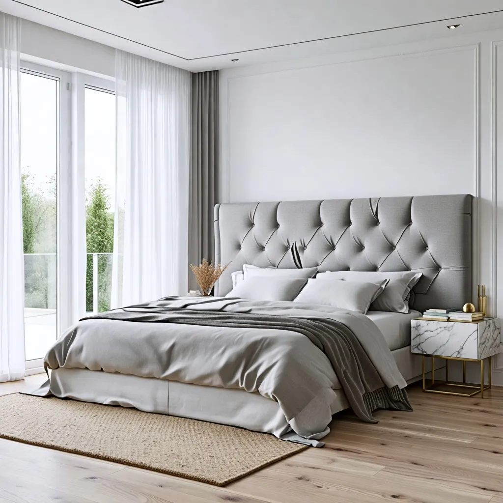 Dormitorio elegante y moderno con detalles de lujo.