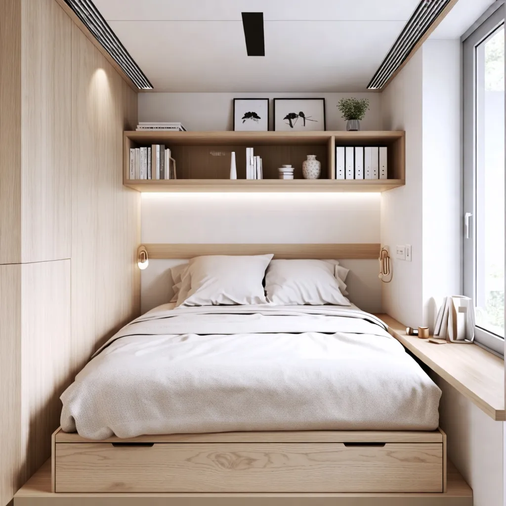 Dormitorio minimalista y acogedor, diseño de interiores moderno.