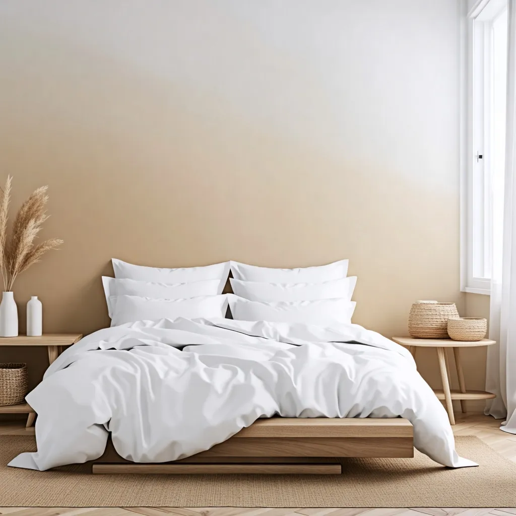 Dormitorio moderno y acogedor, diseño minimalista y natural.