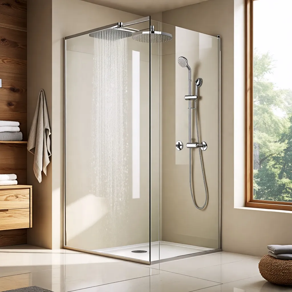 Ducha moderna y elegante en un baño acogedor.
