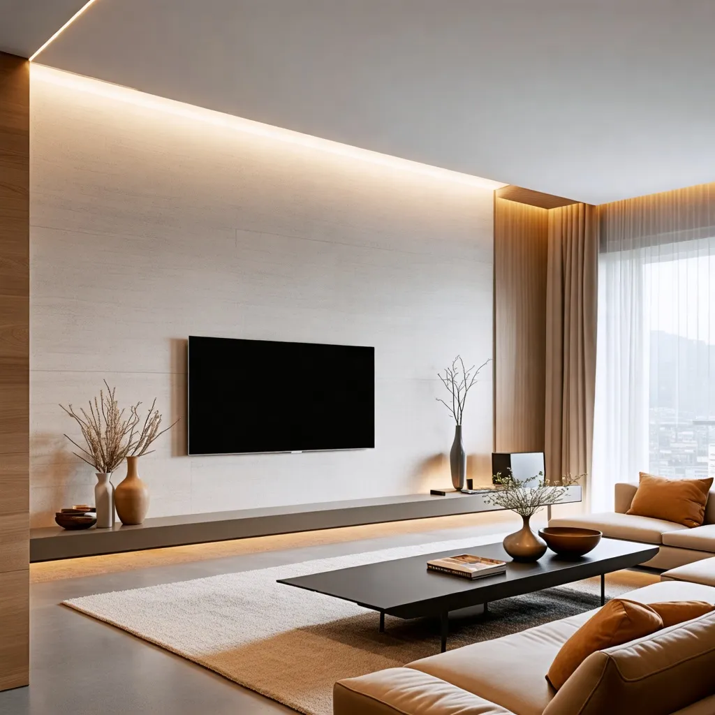Elegante y acogedor espacio de estar con diseño minimalista.