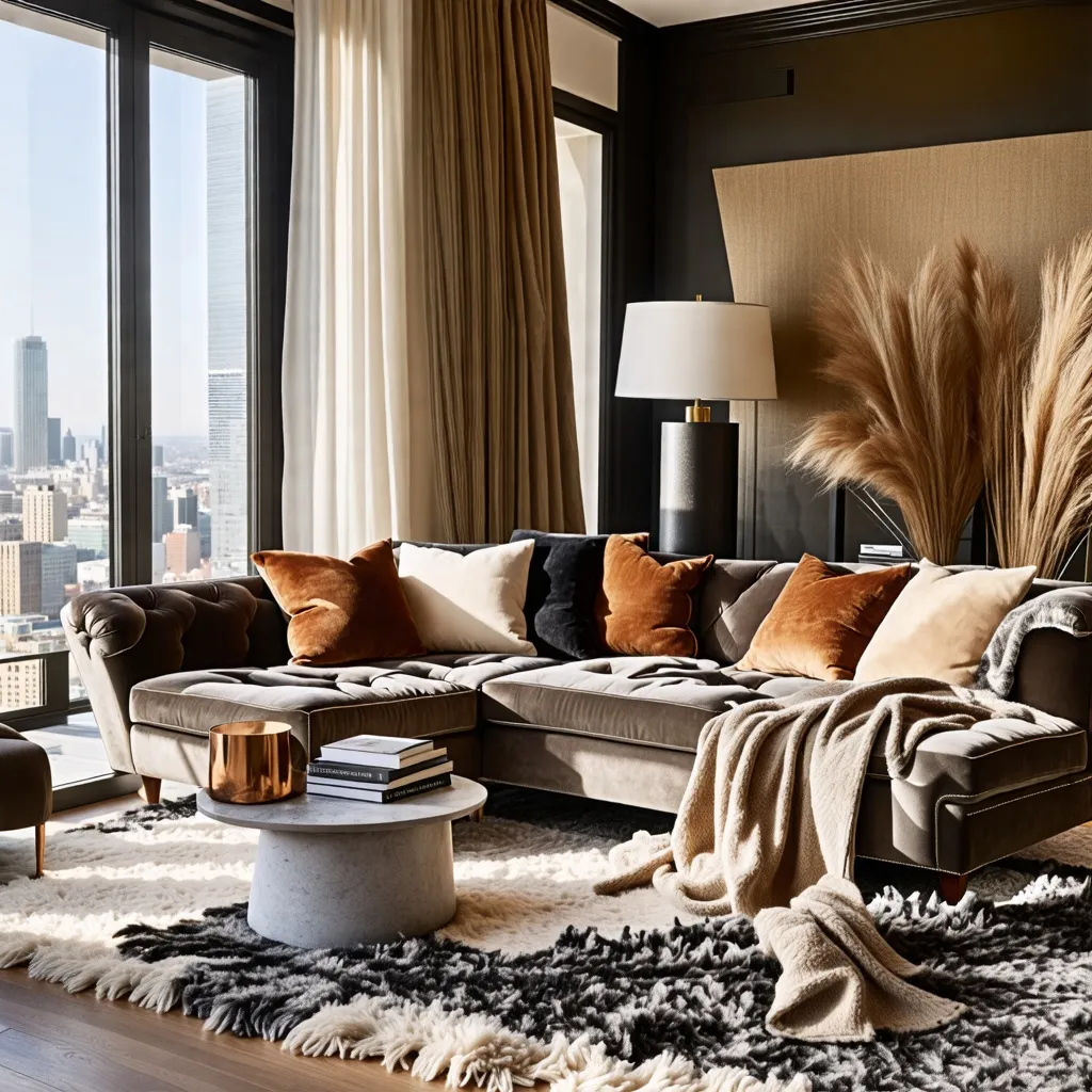 Elegante y acogedor interior de lujo con vistas panorámicas.