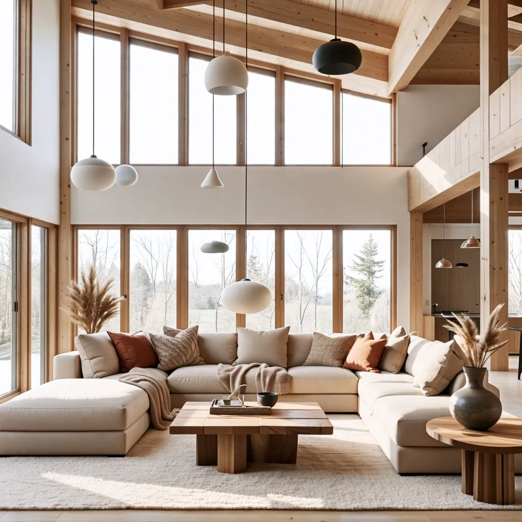 Elegante diseño de interiores en un acogedor espacio con vistas panorámicas.