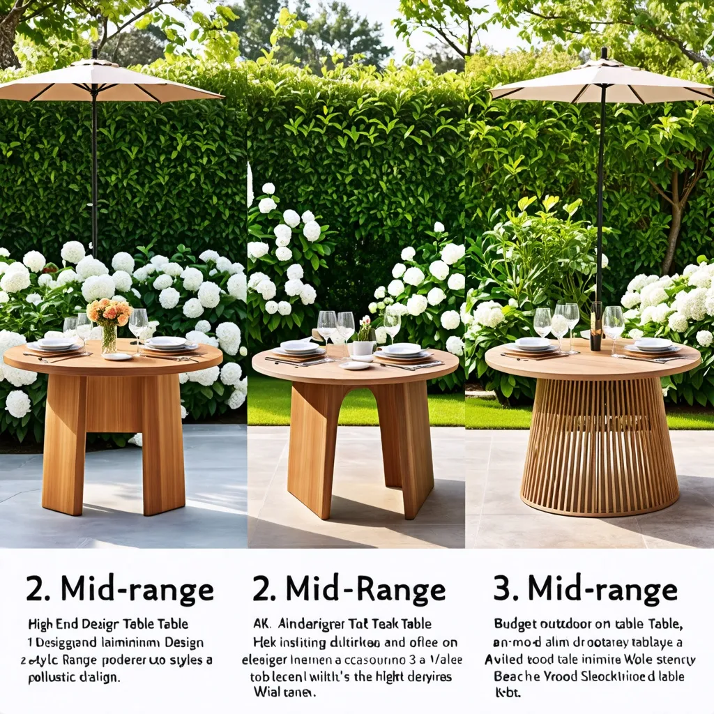 Elegante diseño de muebles de jardín con sombrillas y flores blancas.