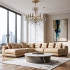 Elegante y lujoso interior con vista panorámica de la ciudad.