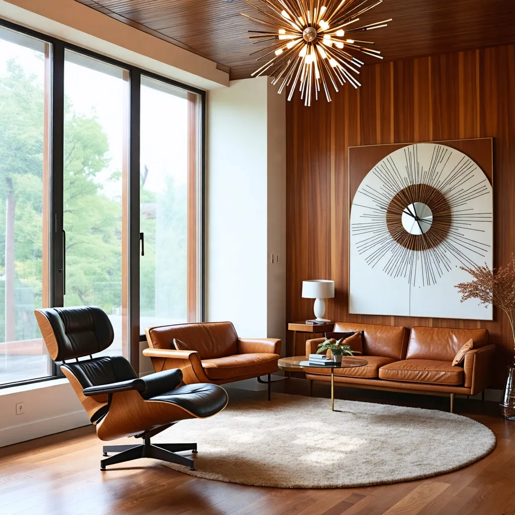 Elegante sala de estar con diseño moderno y detalles cálidos.