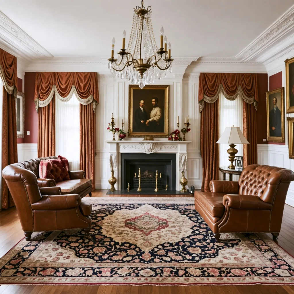 Elegante salón con detalles históricos y lujoso diseño interior.