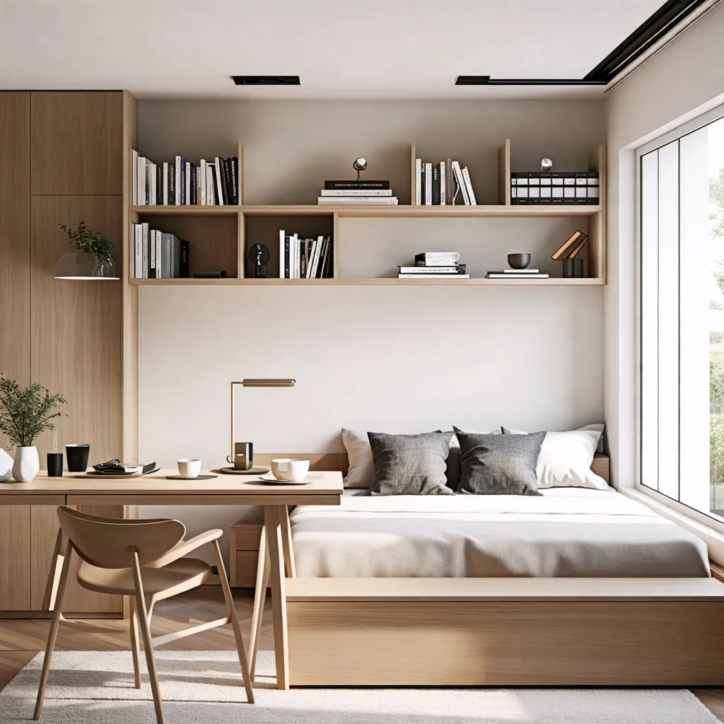 Espacio de descanso y trabajo en armonía minimalista.
