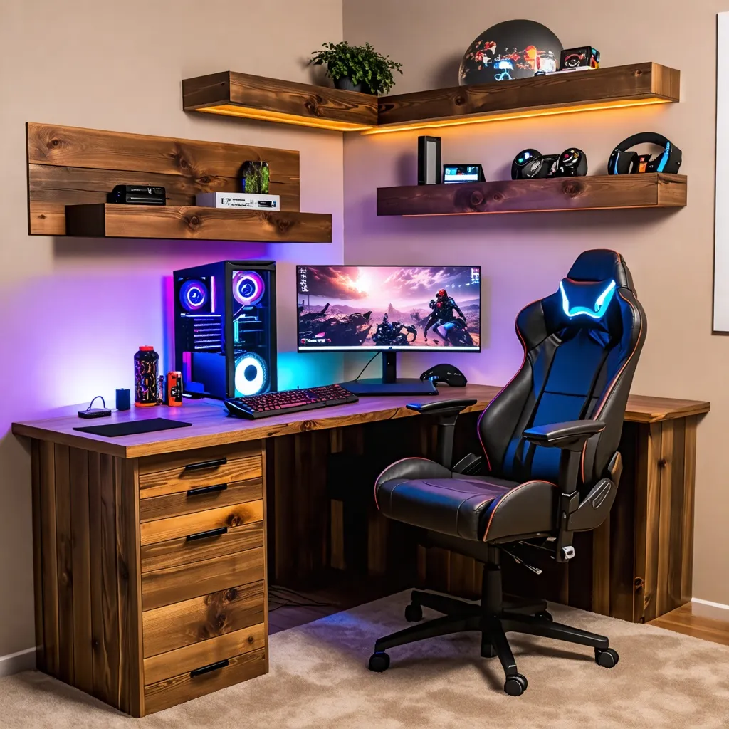Espacio de juego y trabajo con diseño moderno y tecnológico.
