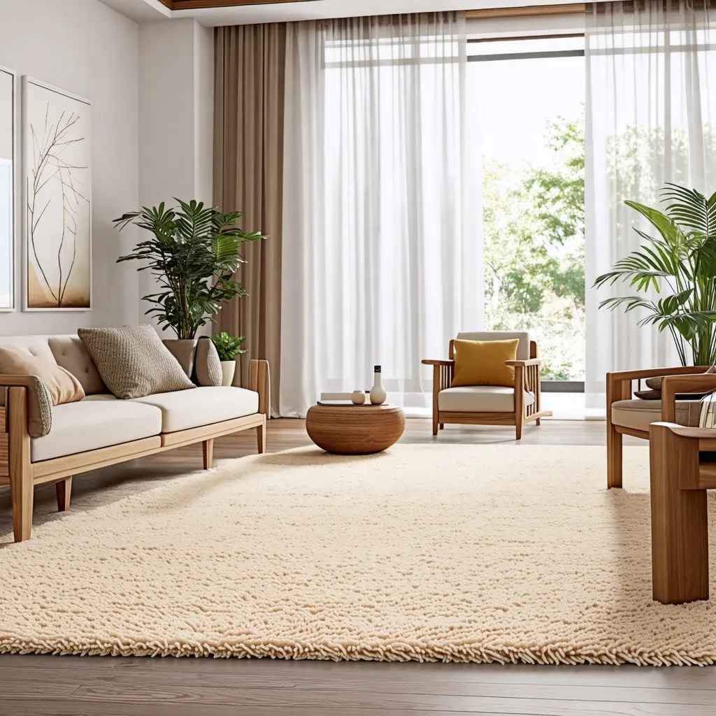 Espacio natural y acogedor con muebles de madera y plantas.