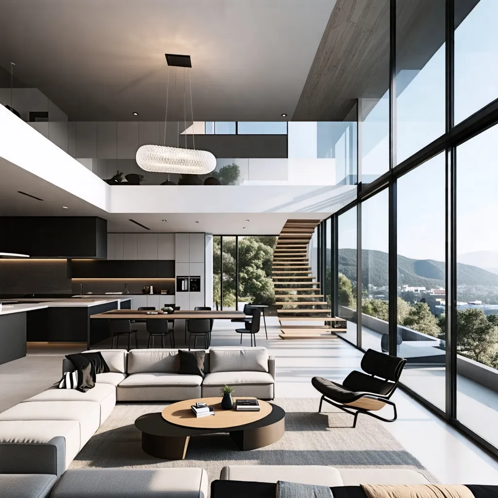 Espectacular diseño de interiores con vistas panorámicas.