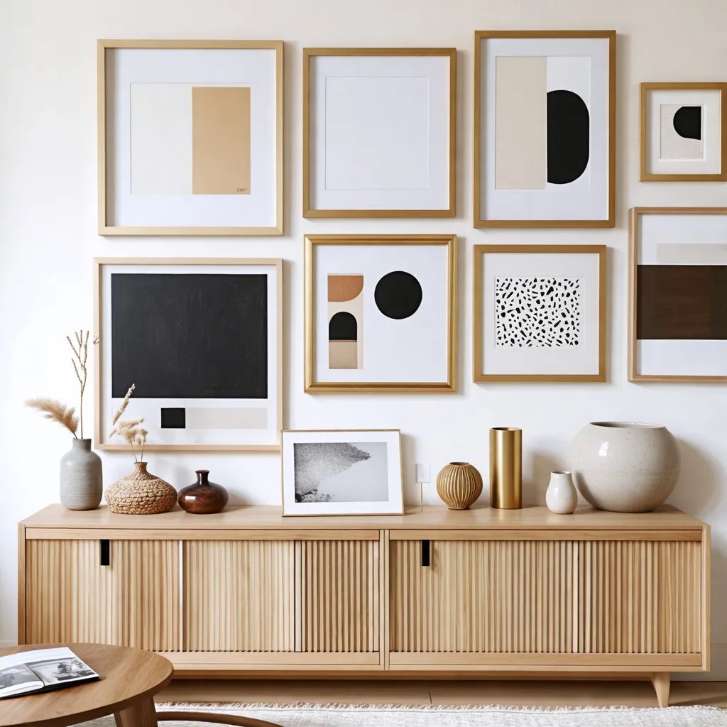 Galería de arte minimalista en armonía con el hogar.