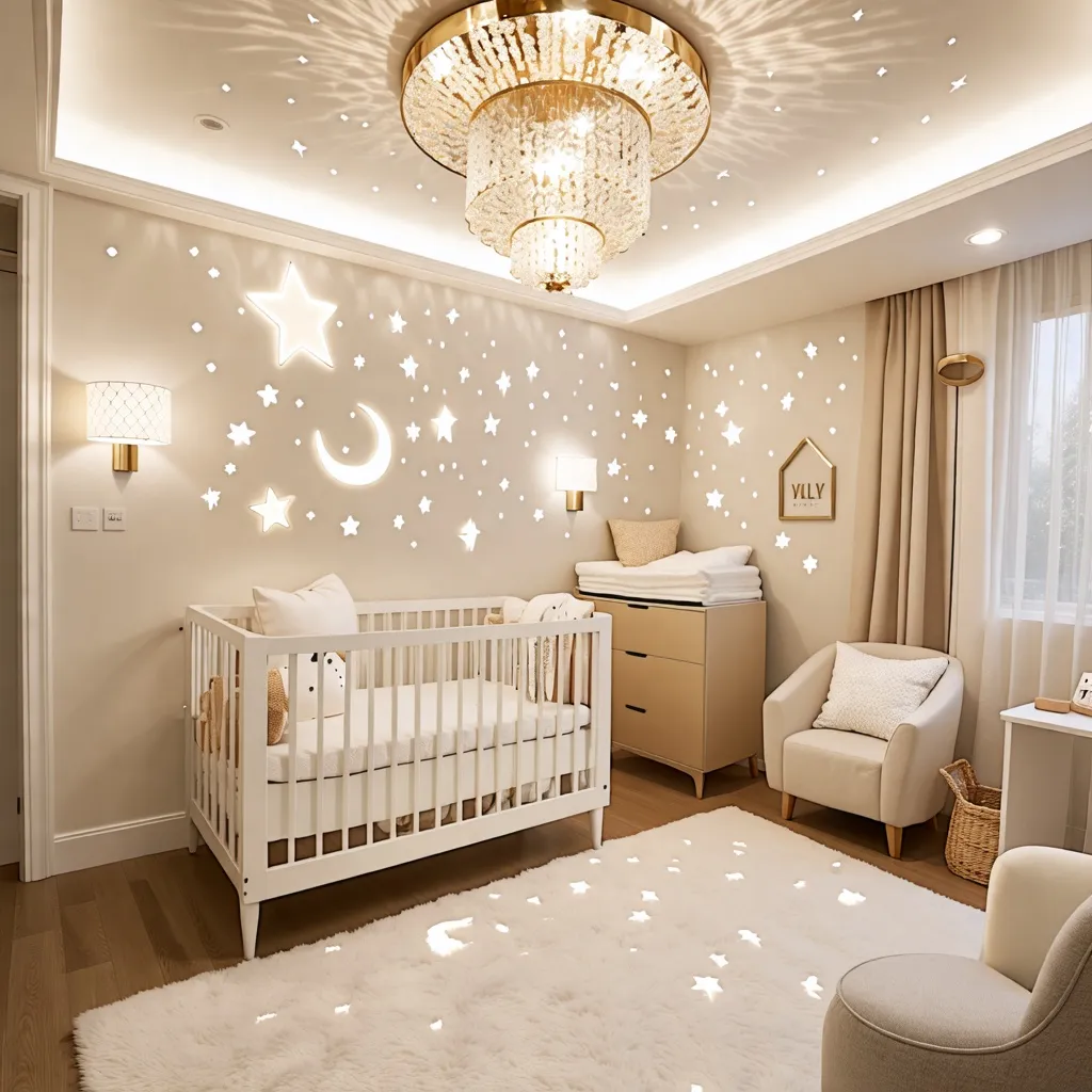 Habitación de bebé celestial, un oasis de luz y comodidad.