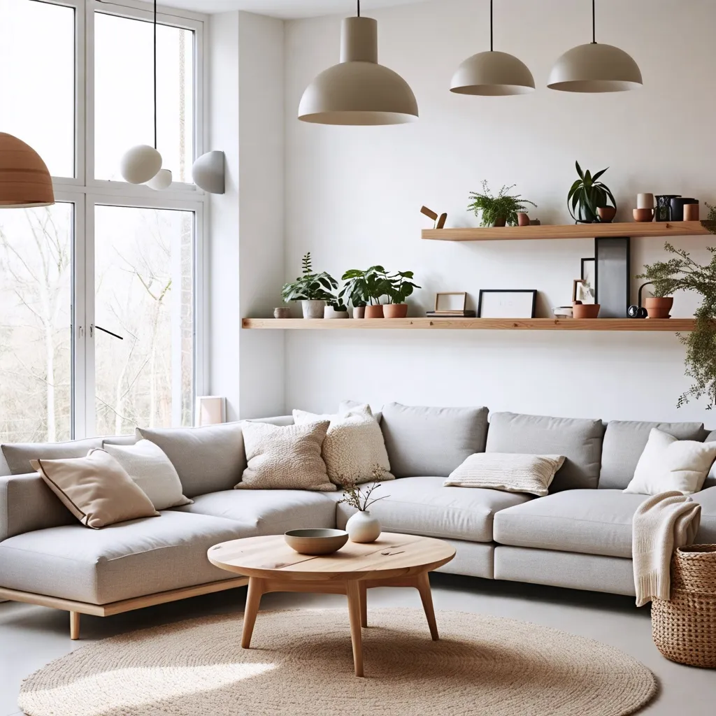 Hogar acogedor y luminoso: diseño minimalista y natural.