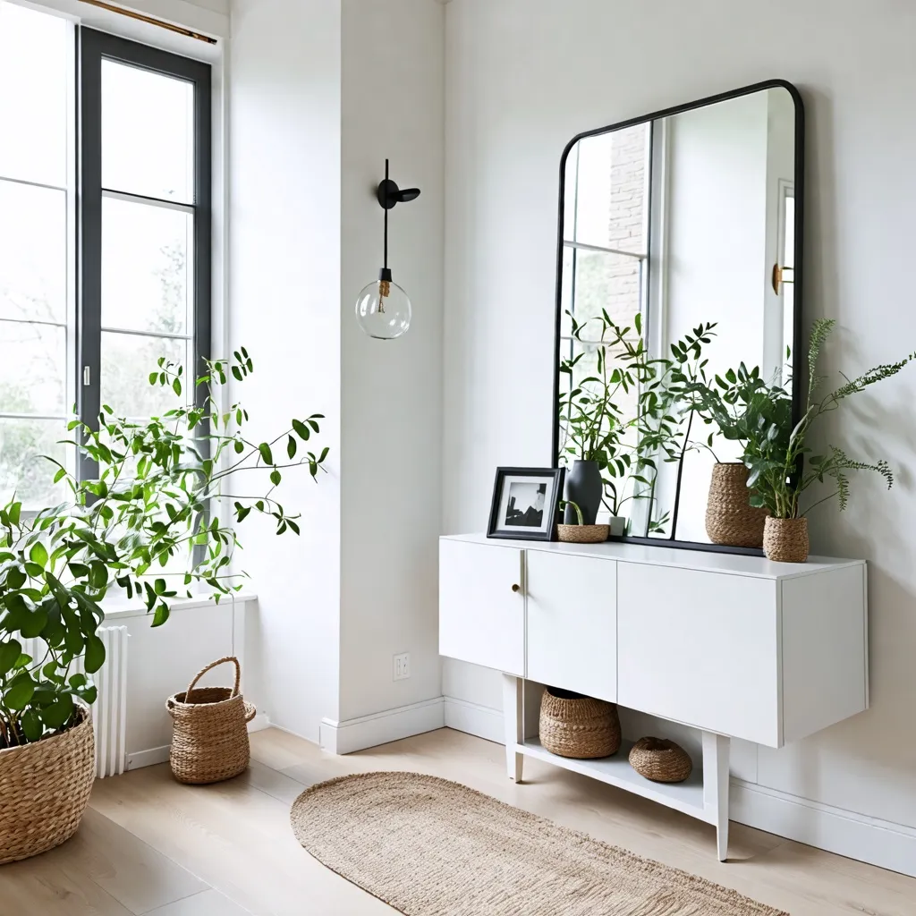 Hogar acogedor con plantas y detalles naturales.