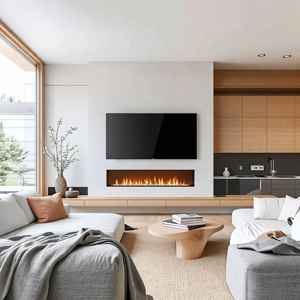 Hogar cálido y elegante, diseño moderno y acogedor.