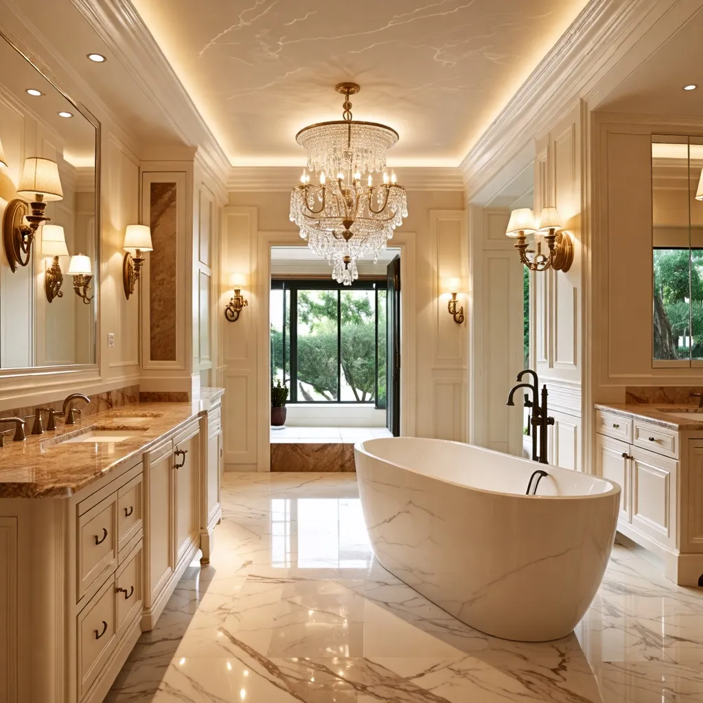 Lujoso baño con detalles elegantes y sofisticados.