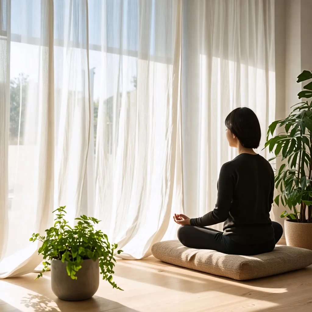 Meditación en la ventana: un momento de paz y reflexión.