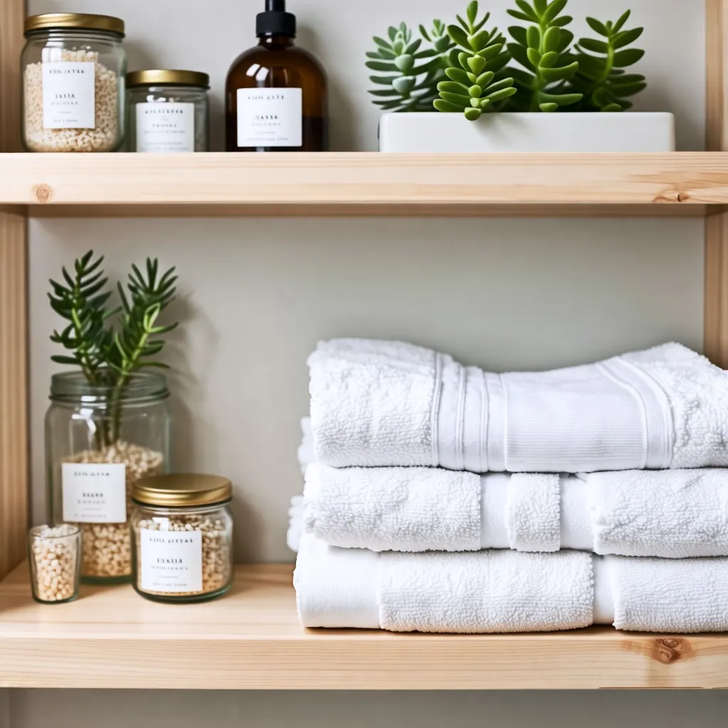 Armonía natural y orden en el baño: un refugio de bienestar.