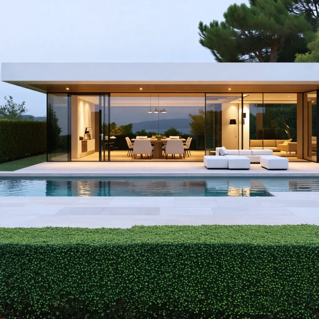 Oasis de lujo: arquitectura moderna y naturaleza en armonía.