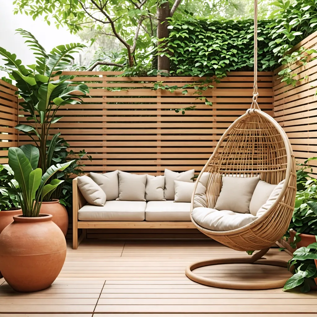 Oasis privado de relajación en el jardín urbano.