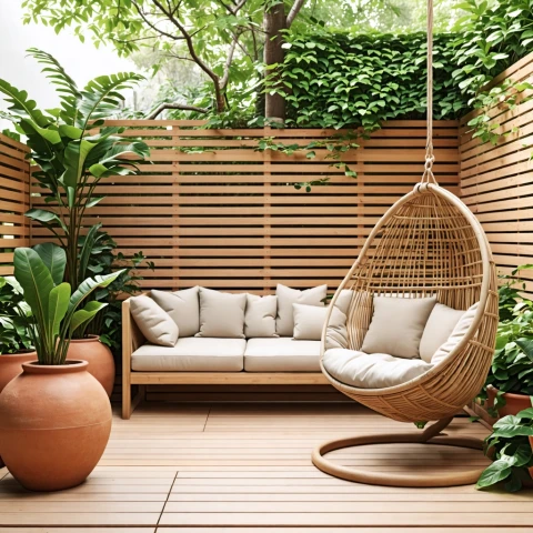 Oasis privado de relajación en el jardín urbano.
