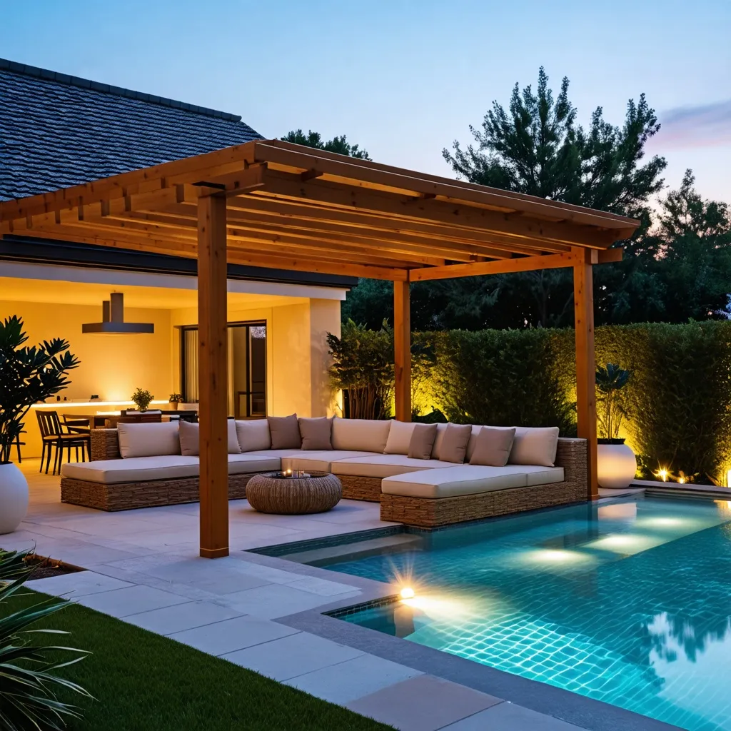 Oasis de relajación: piscina, terraza y comodidad al aire libre.