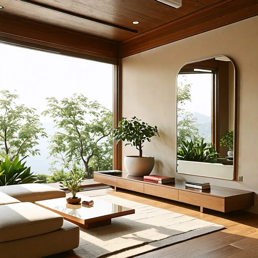 Oasis de tranquilidad: diseño interior minimalista y natural.