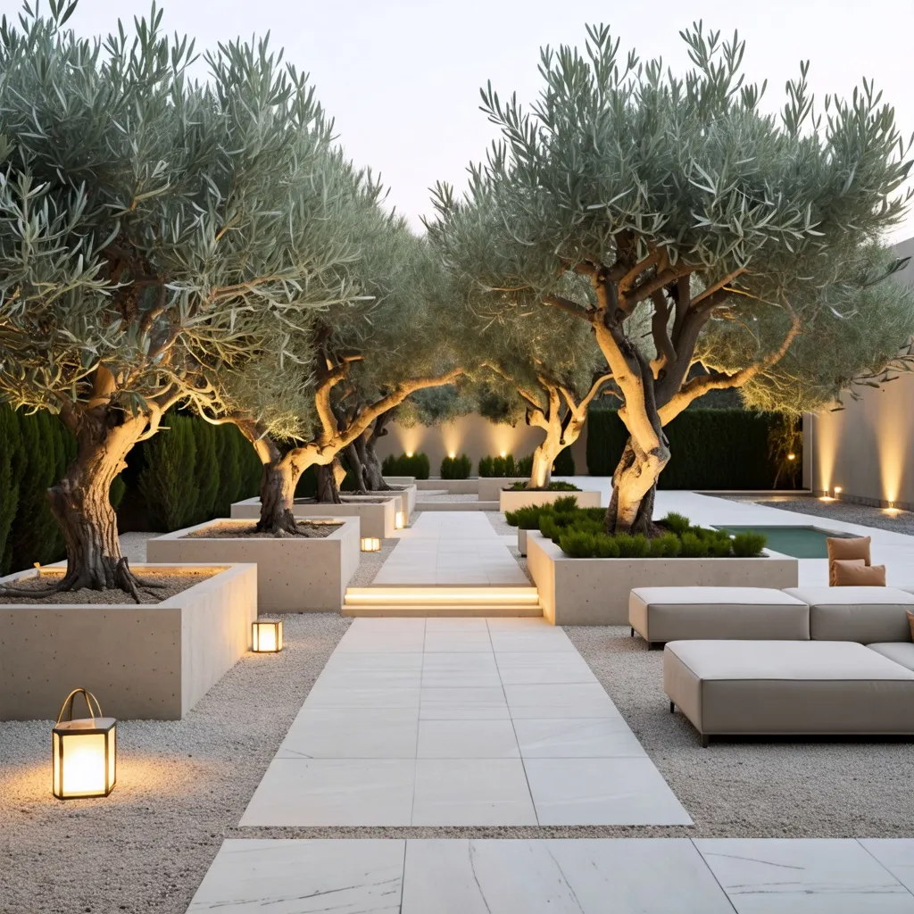 Oasis de tranquilidad: diseño de jardín moderno y acogedor.