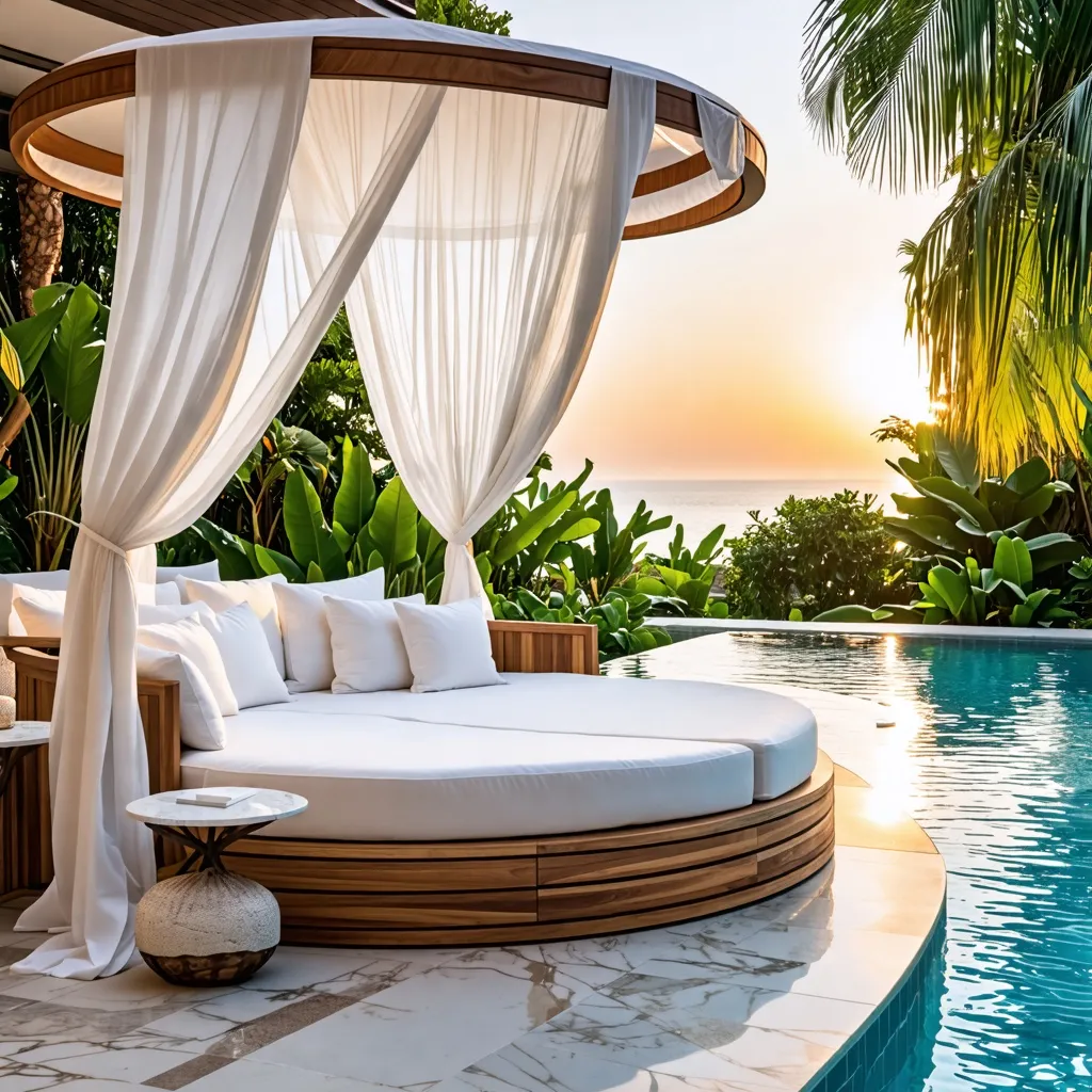 Oasis tropical de lujo: un retiro de ensueño junto a la piscina.