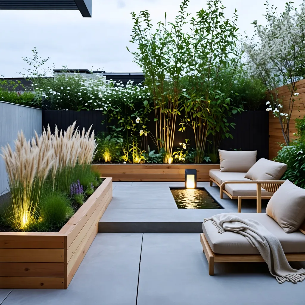 Oasis urbano: diseño de jardín moderno y acogedor.