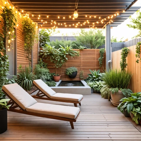 Oasis urbano: Relajación y naturaleza en un patio privado.