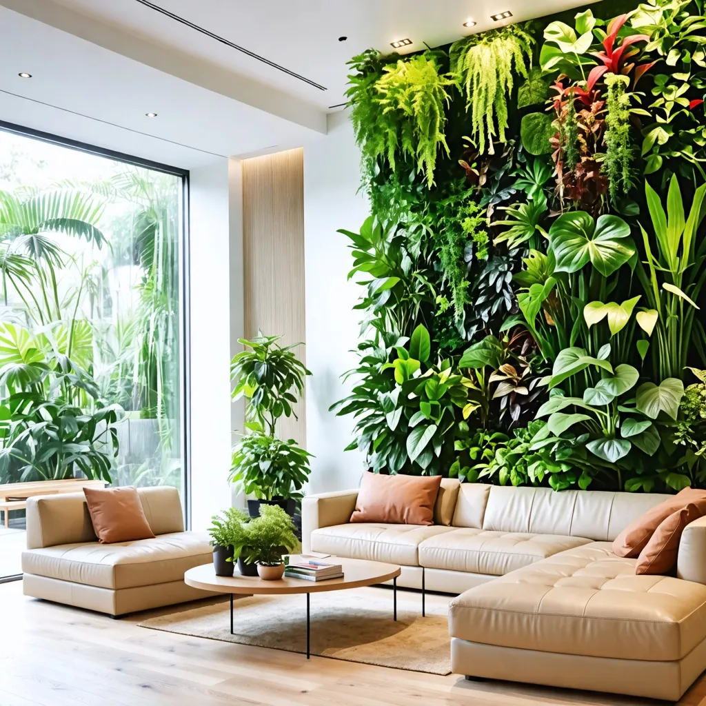 Oasis verde en el interior: diseño natural y acogedor.