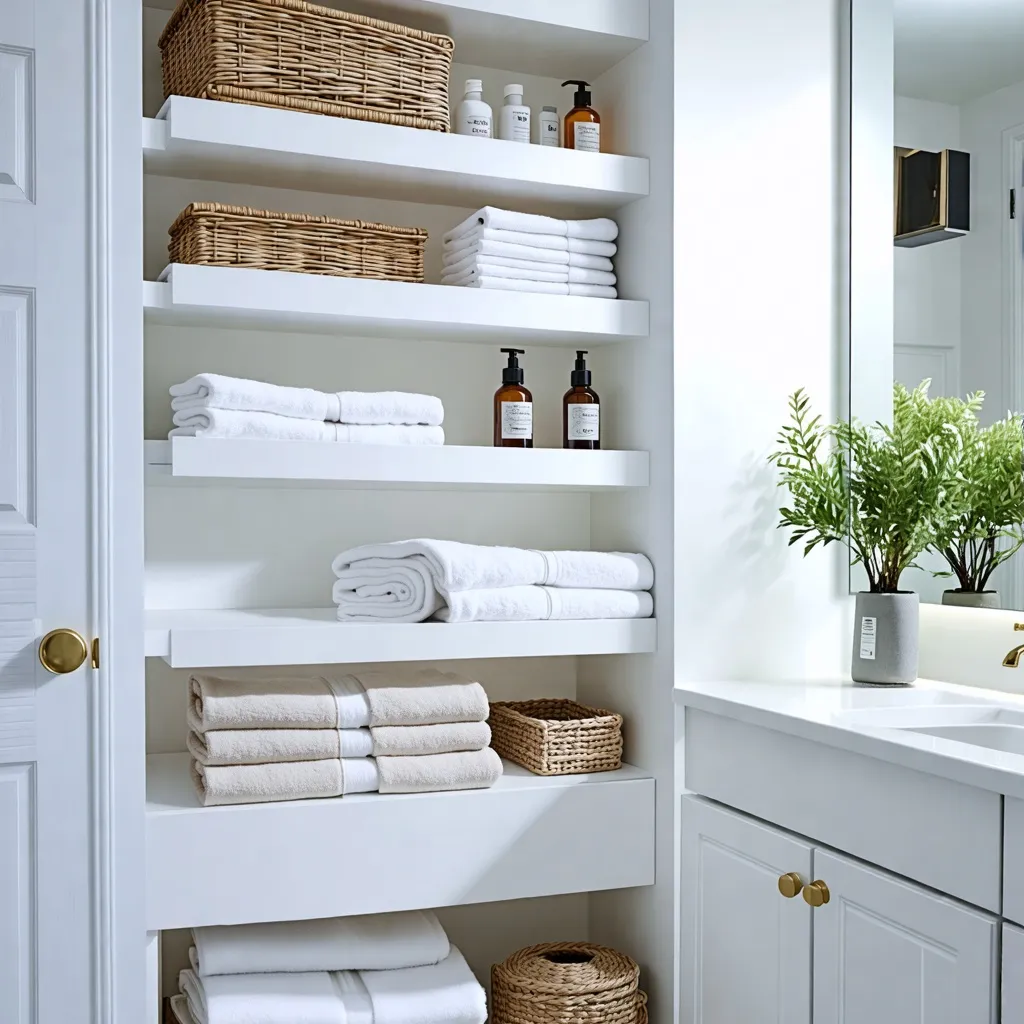 Organización y almacenamiento eficiente en el baño moderno.